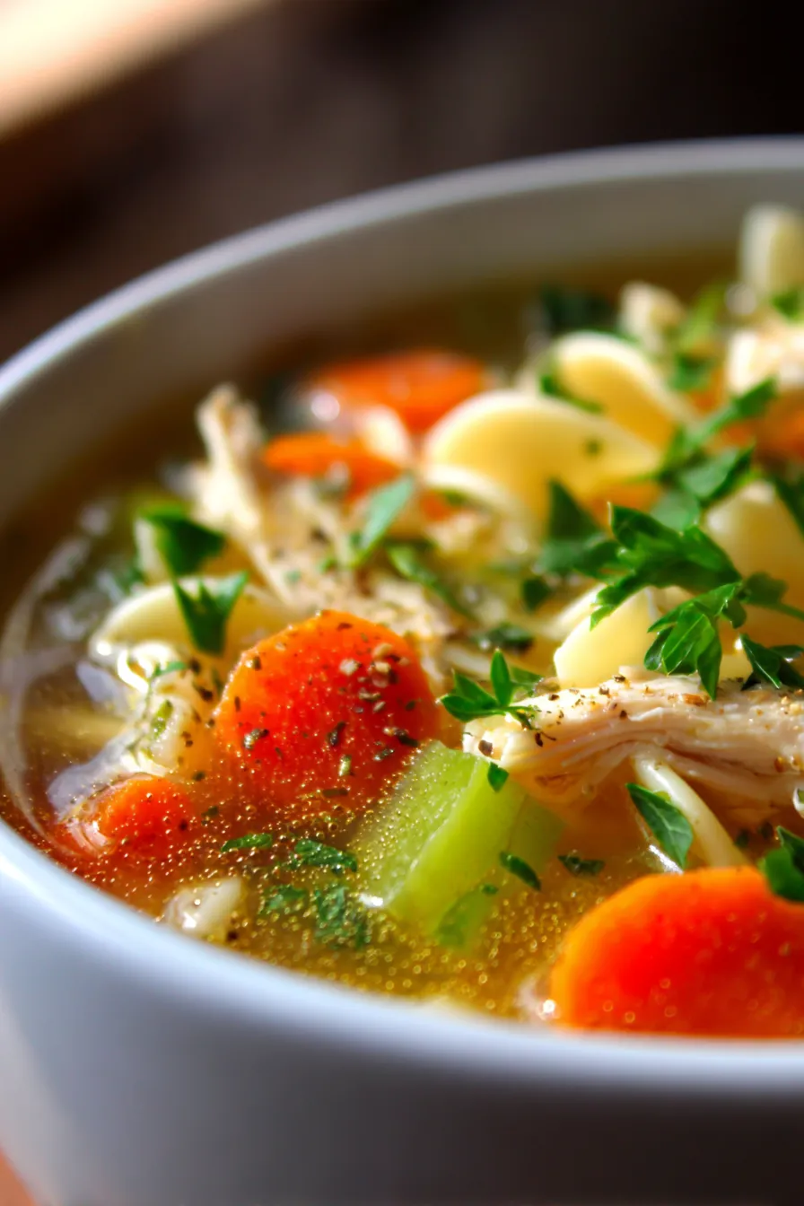 Slow Cooker Ginger Garlic Chicken Noodle Soup-garnished-fresh