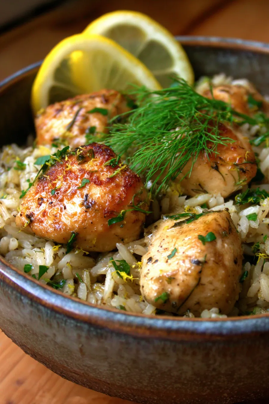 Slow Cooker Lemon Herb Chicken and Rice-plated-garnish