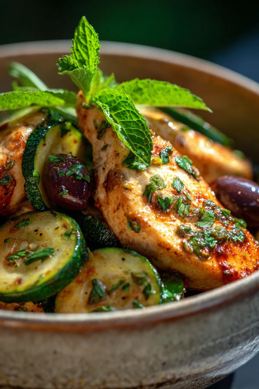 Slow Cooker Mediterranean Chicken ready to serve