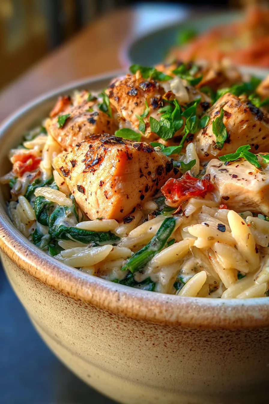 Slow Cooker Orzo Dinner with Chicken and Herbs-garnish-lemon