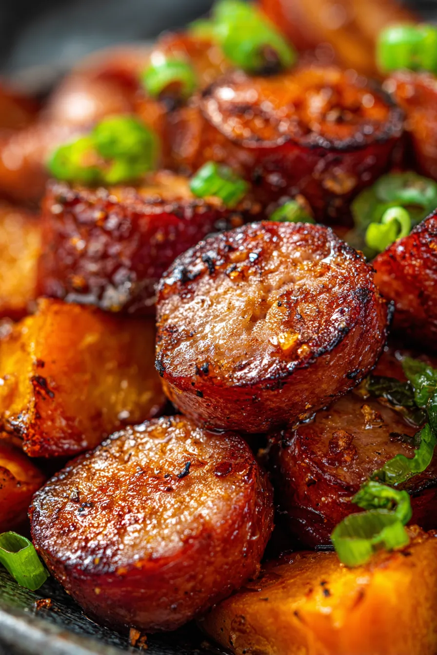 Slow Cooker Sausage and Sweet Potatoes-meal prep-overhead