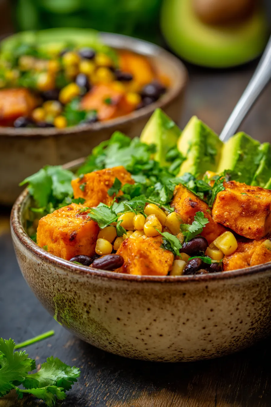 Slow Cooker Sweet Potato Taco Bowls-garnish-vibrant