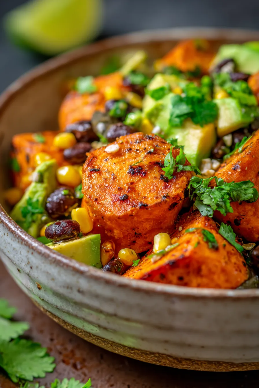 Slow Cooker Sweet Potato Taco Bowls-platter-rustic