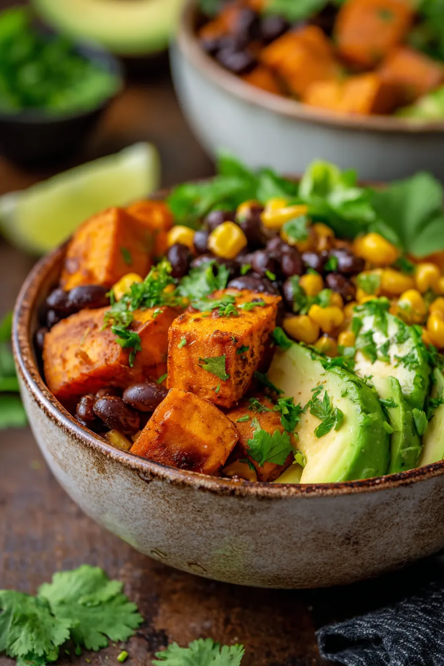 Slow Cooker Sweet Potato Taco Bowls-texture-closeup
