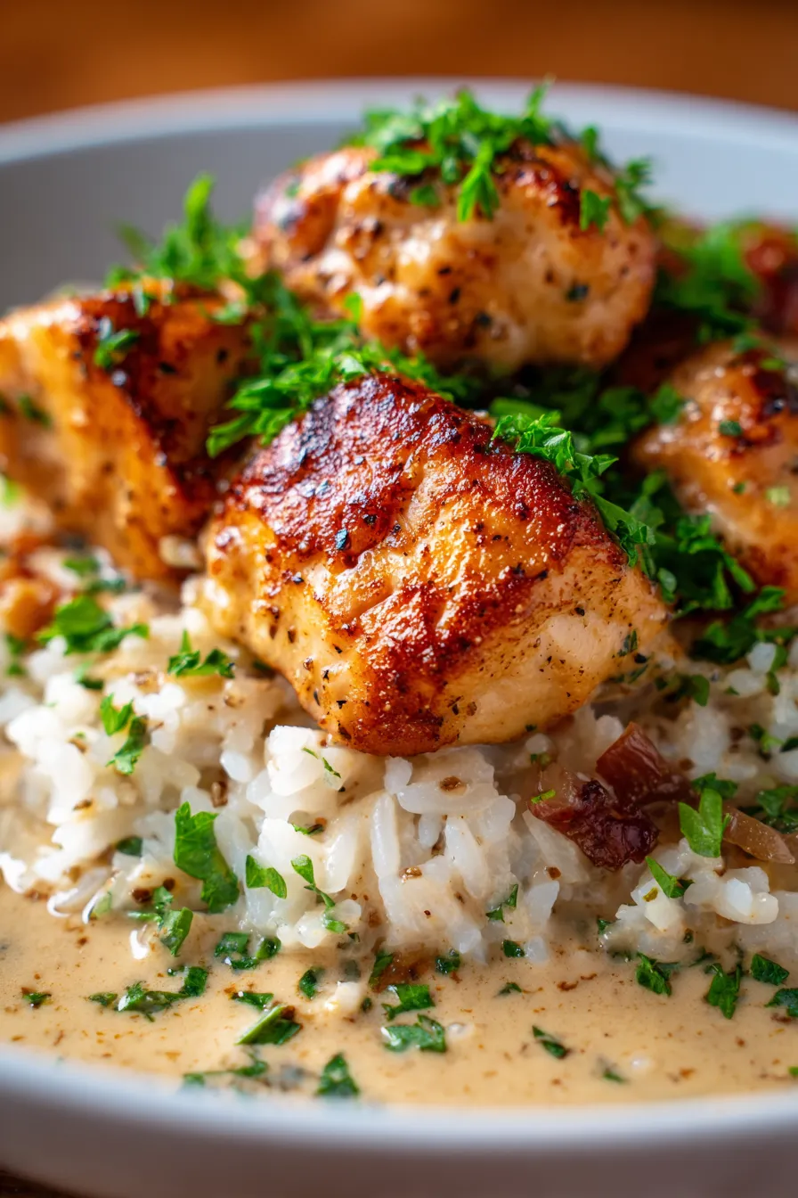 Smothered Chicken and Rice (Cozy One-Pan Dinner)-finished-dish