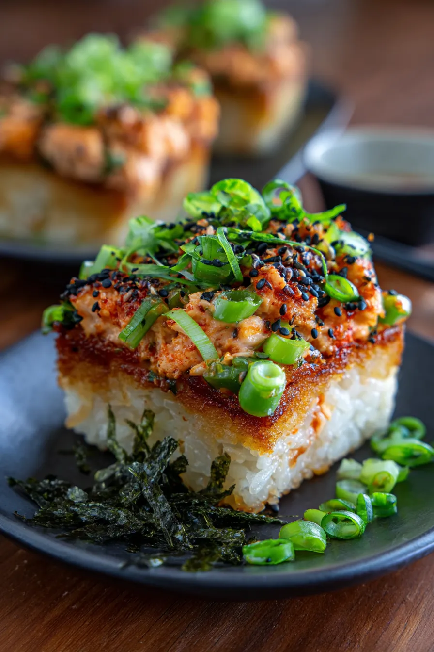 Spicy Salmon Sushi Bake-ingredients-arrangement