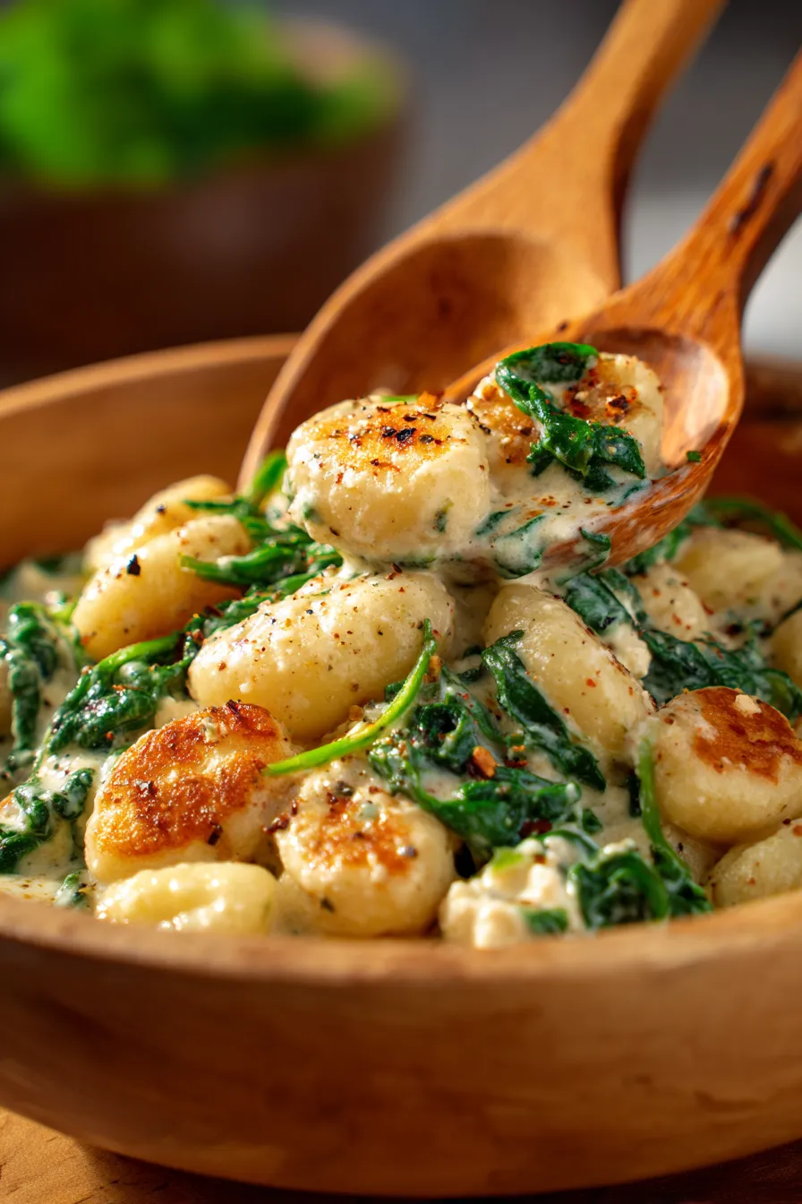 Spinach Feta Gnocchi-serving-plate