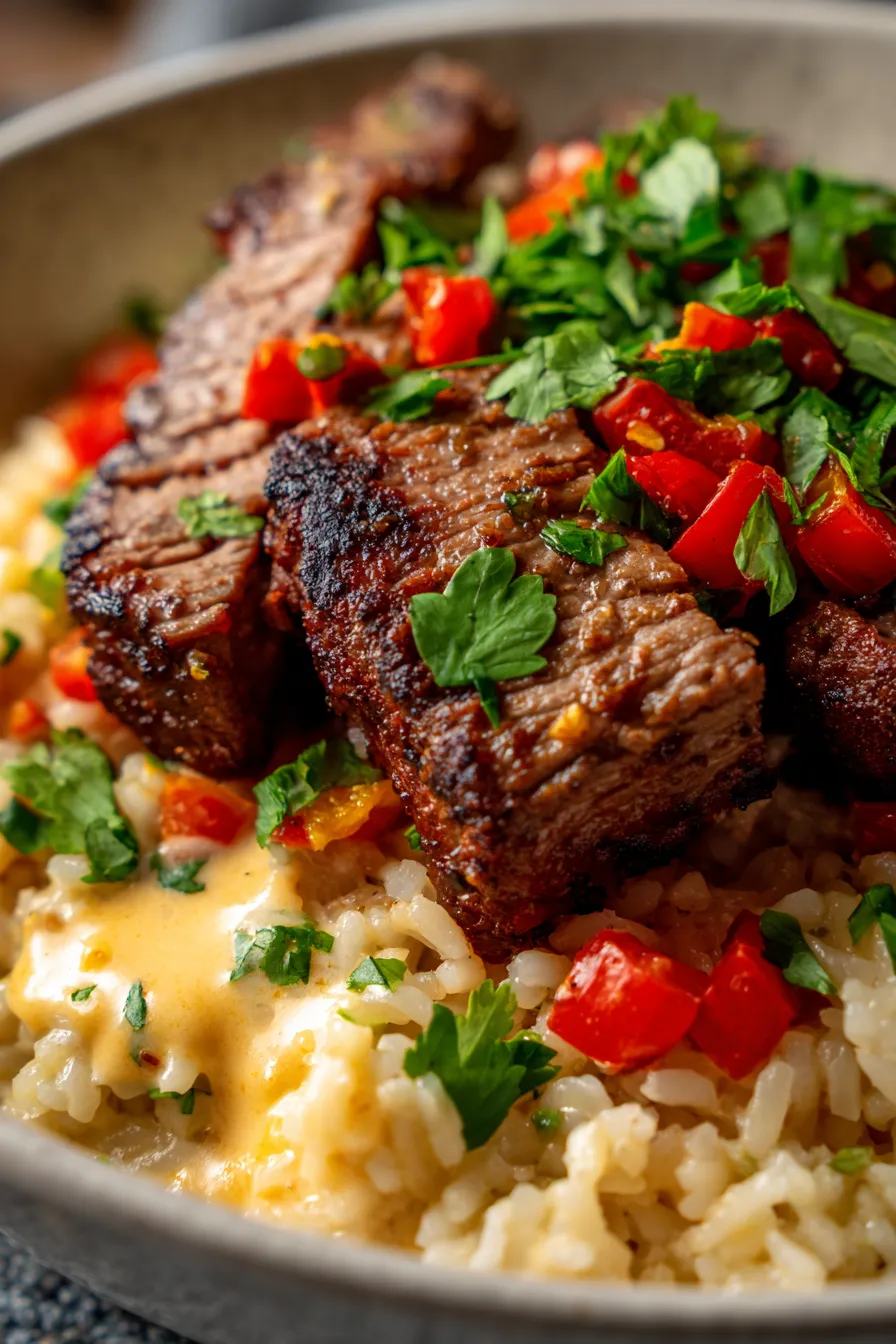 Steak Queso Rice-ingredients-prep