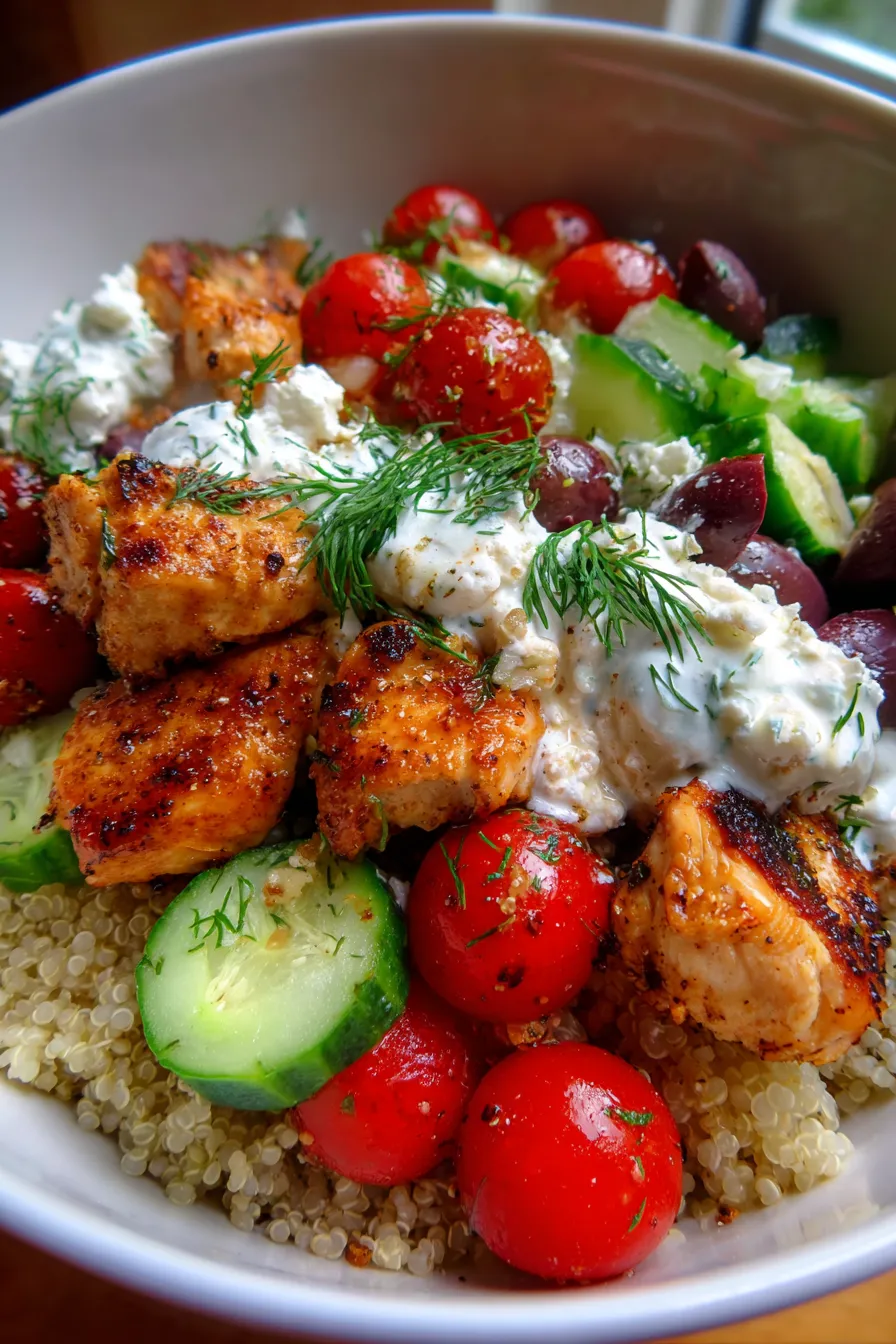 Tzatziki Greek Chicken Bowls-assembly-process