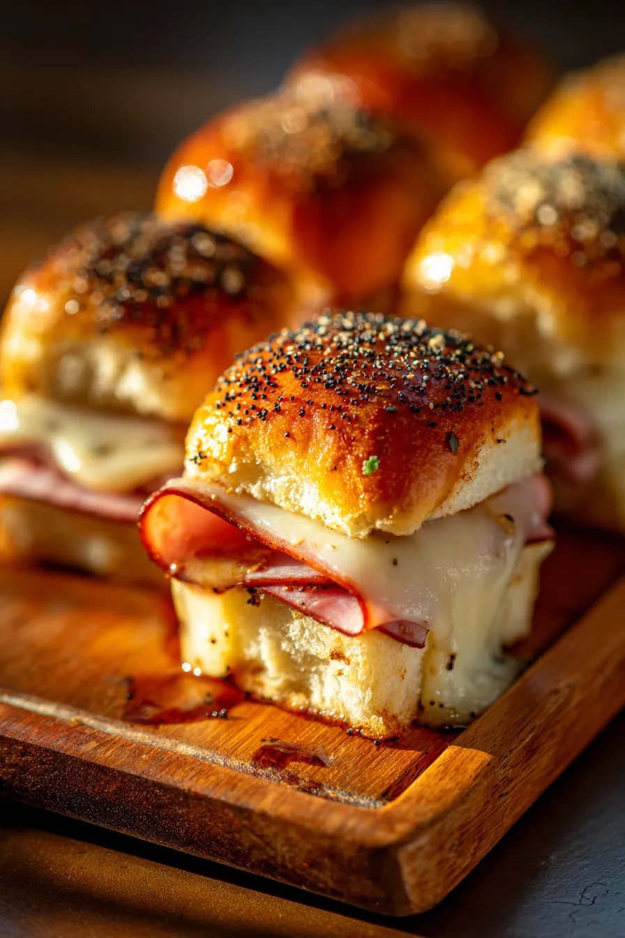 warm Ham Sliders with melted cheese