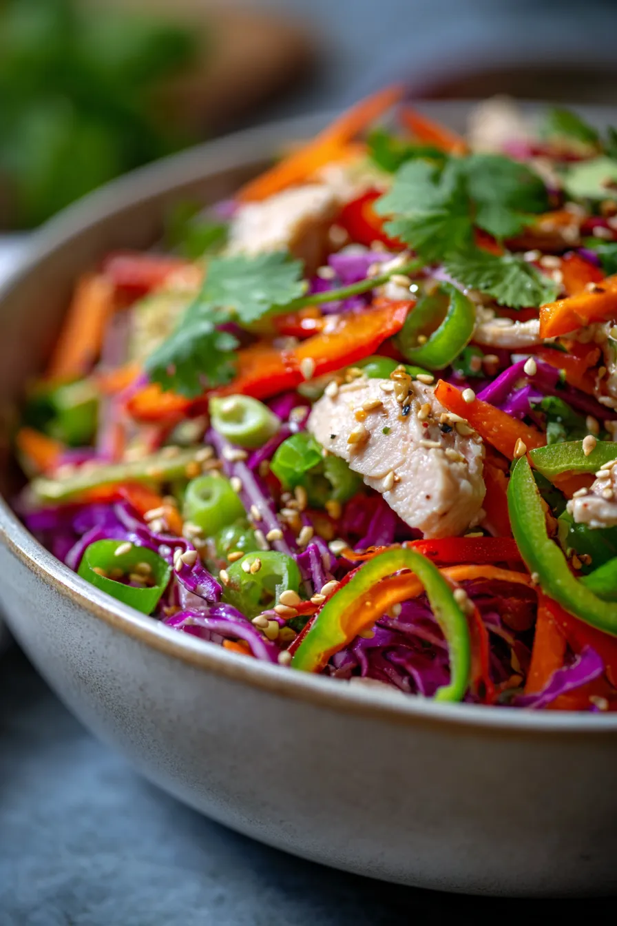 Whole30 Chinese Chicken Salad (30-Minute Paleo Dinner)-close-up-texture