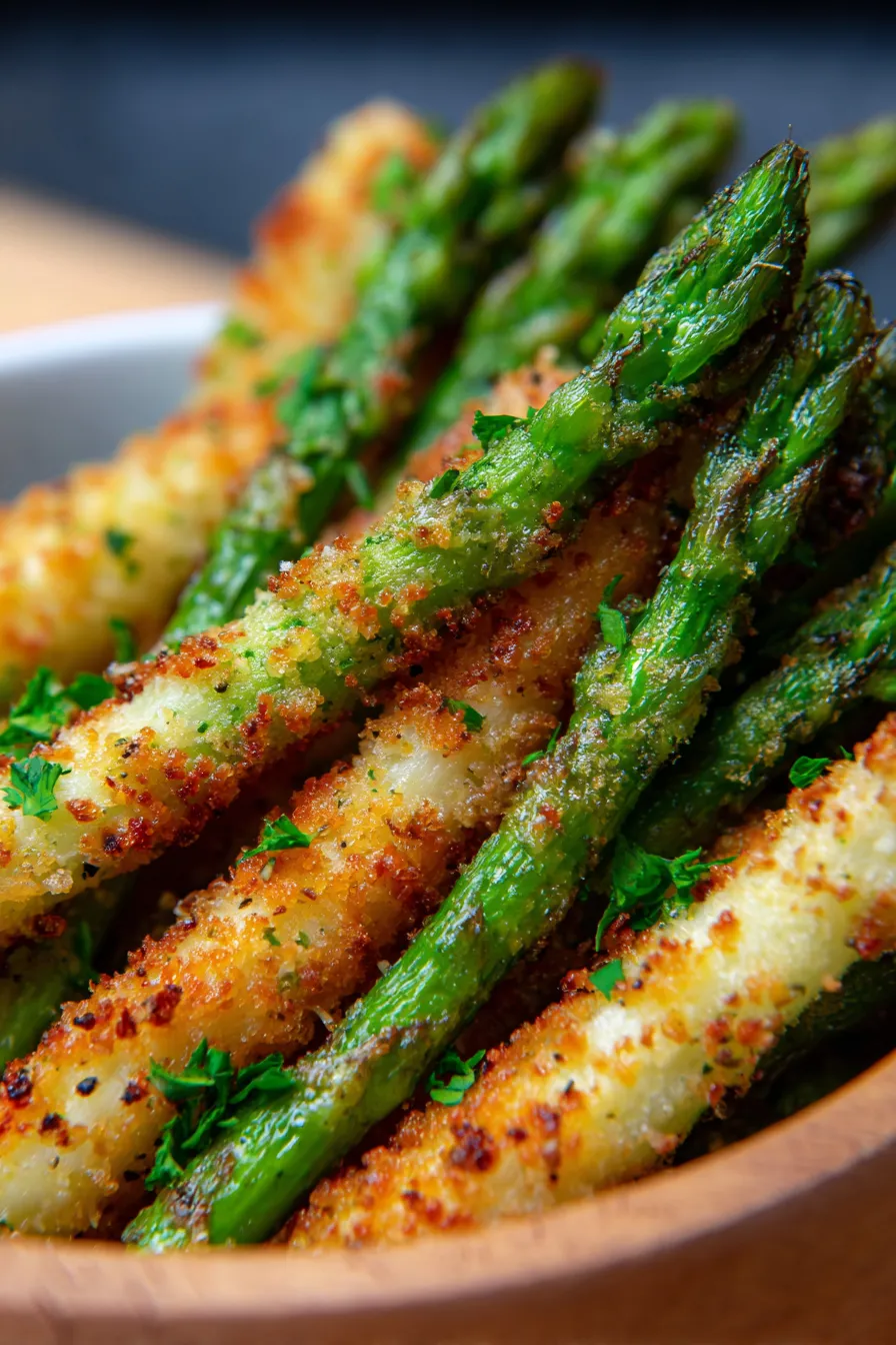 Breaded Air Fryer Asparagus Fries-appetizer-platter