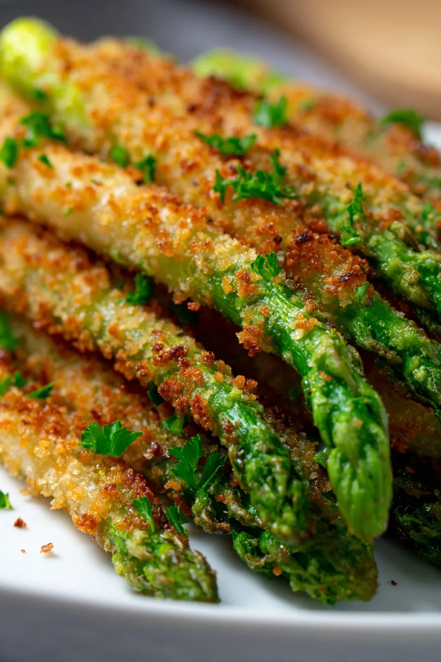 Breaded Air Fryer Asparagus Fries-texture-closeup