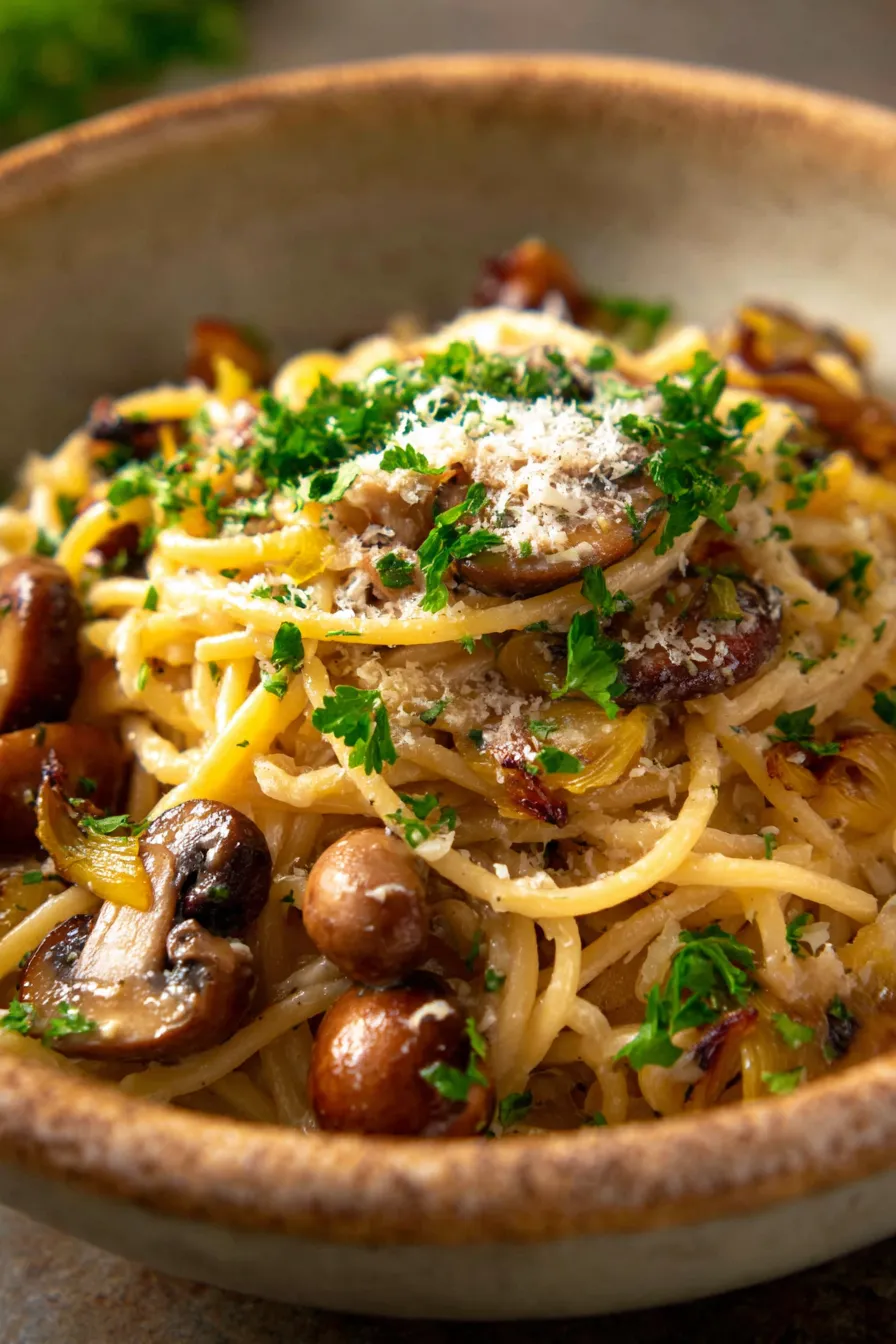 Caramelized Leek and Mushroom Gruyere Pasta - Cherry on my Sundae - texture forkful