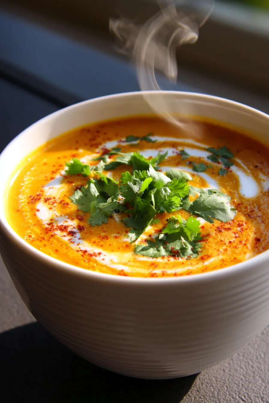 Carrot Ginger Soup-garnished-spoon