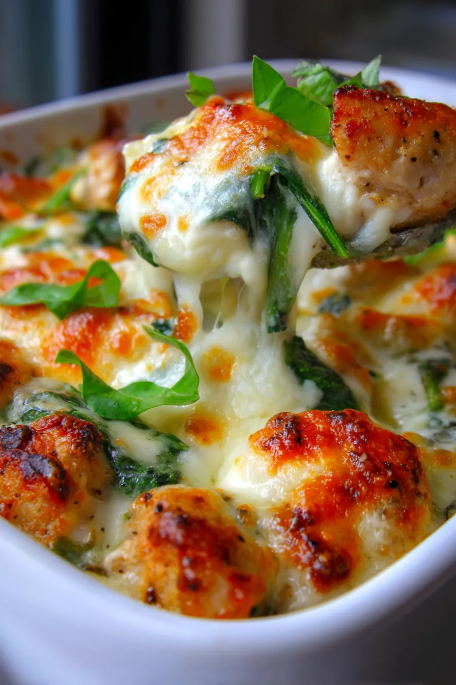 Chicken and Spinach Casserole with Cream Cheese-serving-slice