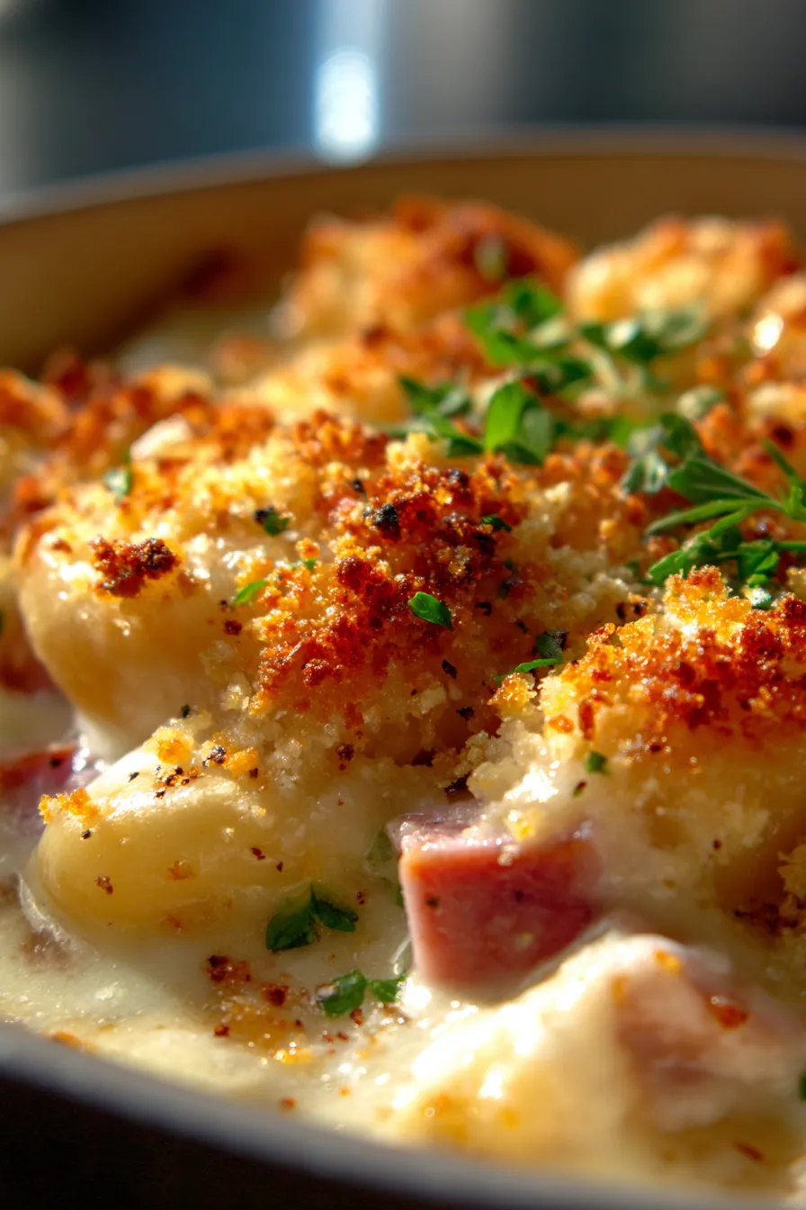 Chicken Cordon Bleu Casserole-bubbly-hot-serving