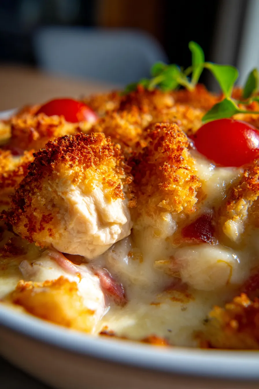 Chicken Cordon Bleu Casserole-creamy-texture-closeup