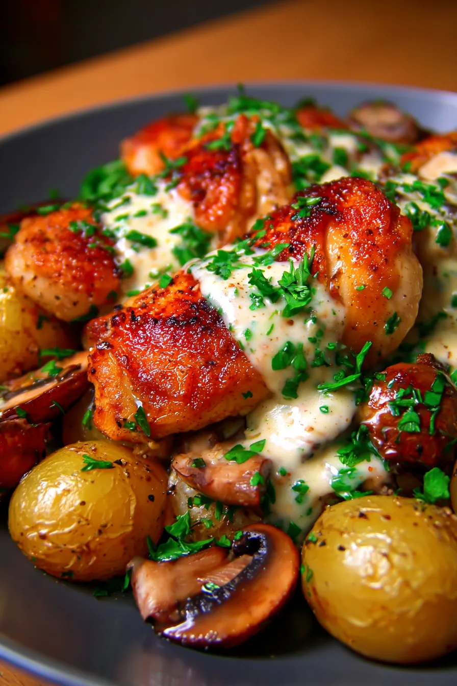 chicken mushroom potato dish texture