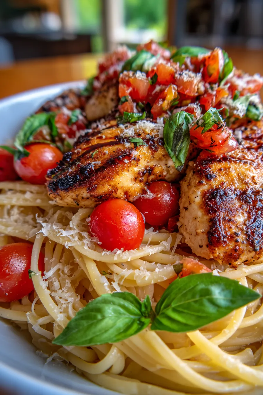 Chicken Pasta Closeup Sauce