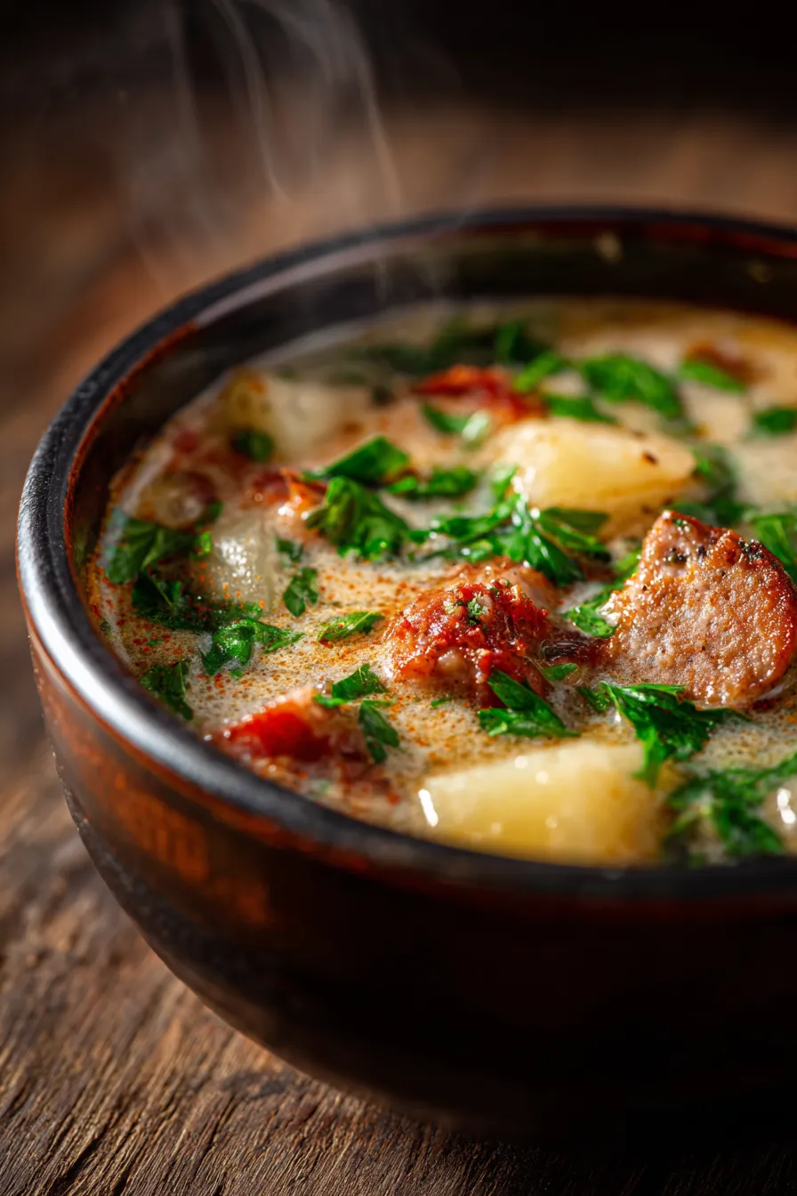 Cozy Crockpot Soup with Potatoes and Creamy Sausage - ingredients prepped - cutting board