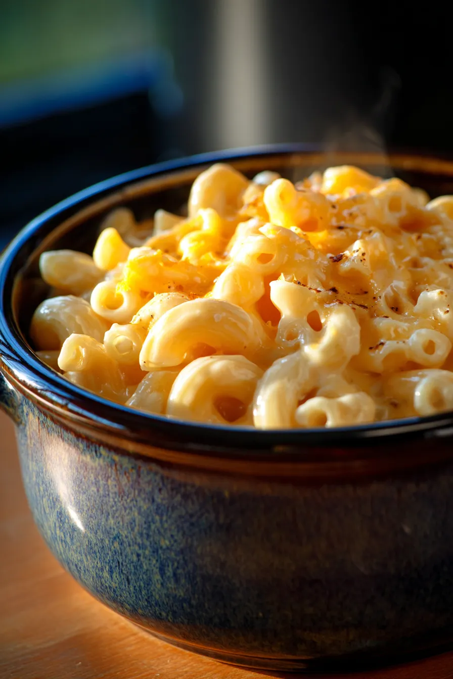 Creamy Crockpot Mac and Cheese That Will Steal the Show, ingredients, prep, cheddar, macaroni, milk, butter, overhead shot