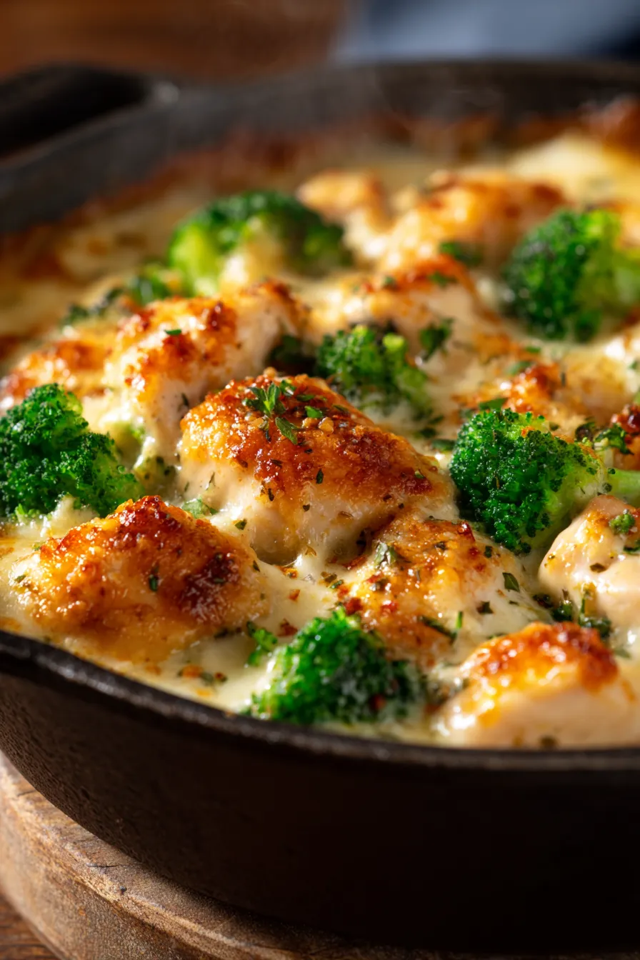 Creamy Low Carb Chicken Casserole (No Noodle Comfort!)-bubbly-top