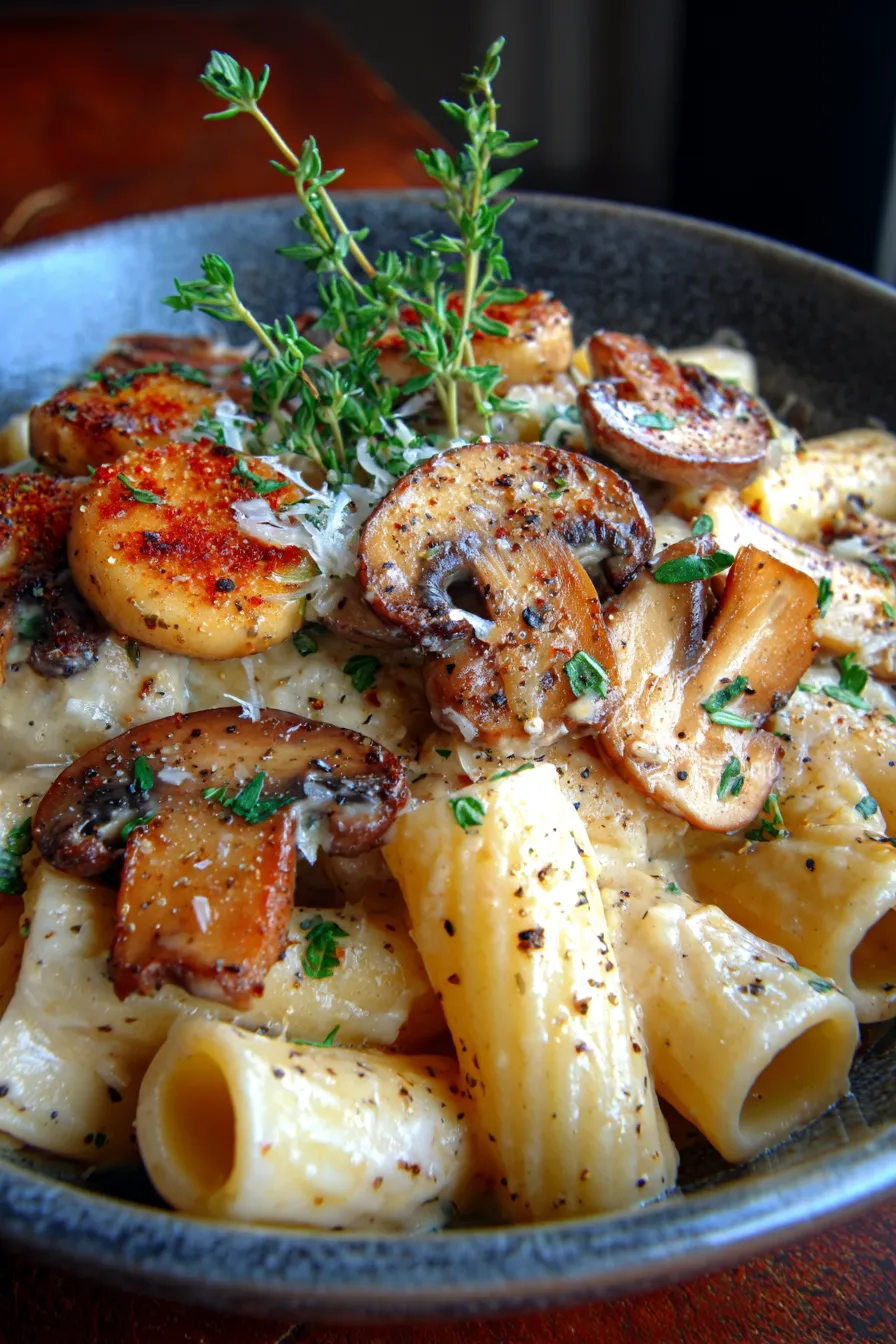 Creamy Mushroom Gruyere Pasta-ingredients-flatlay