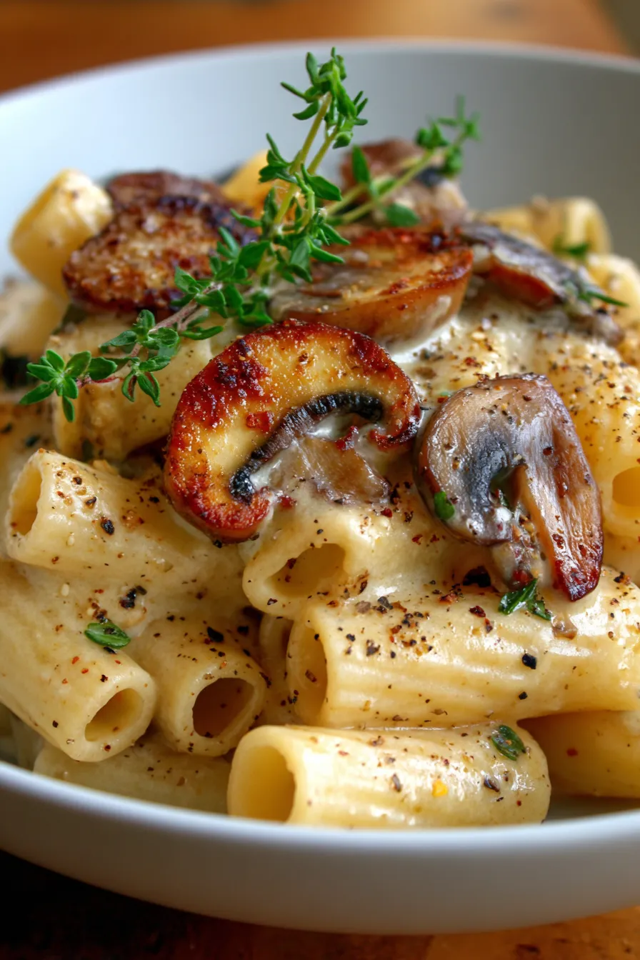 Creamy Mushroom Gruyere Pasta-serving-bowl