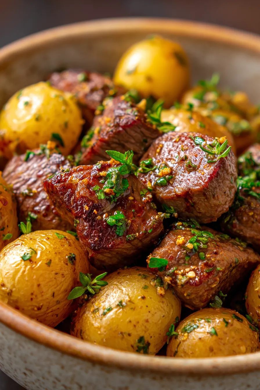 Crockpot Garlic Butter Beef Bites with Potatoes – Easy Slow Cooker Meal Idea-prep-ingredients-chopping