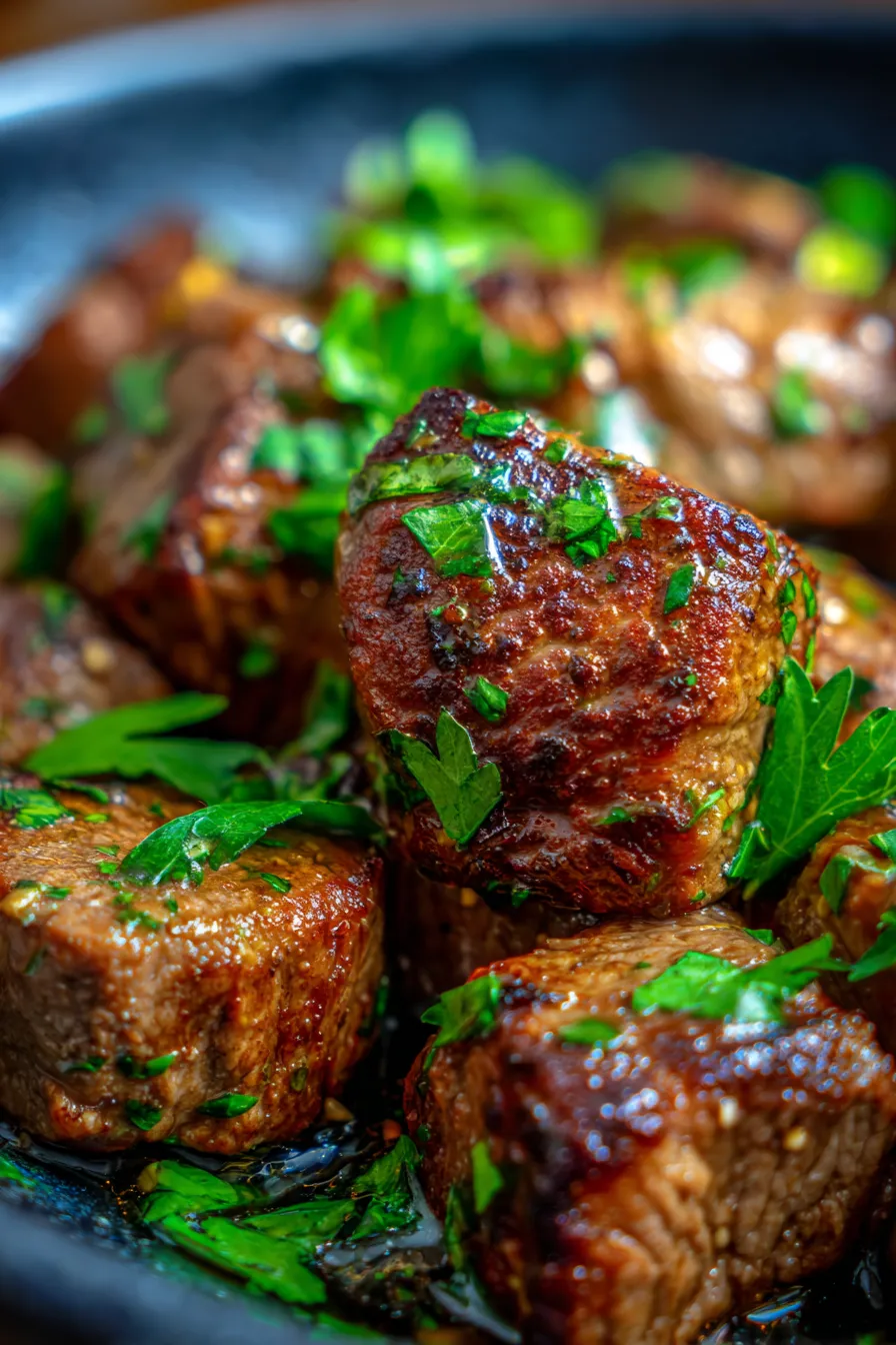 Crockpot Garlic Butter Steak Bites – Easy & Juicy Garlic Butter Recipe-sauce-glistening
