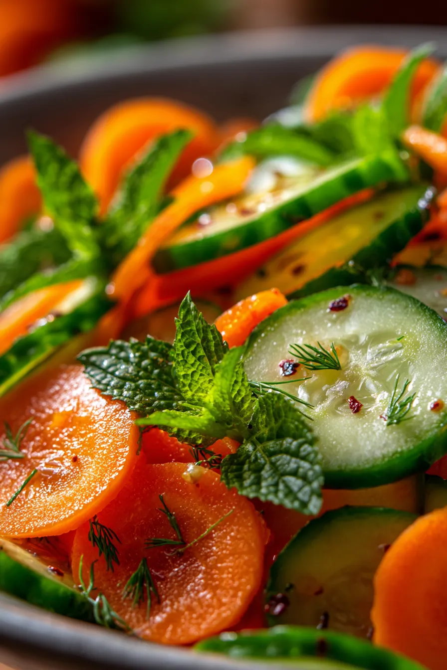 Cucumber Carrot Salad-ingredients-overhead