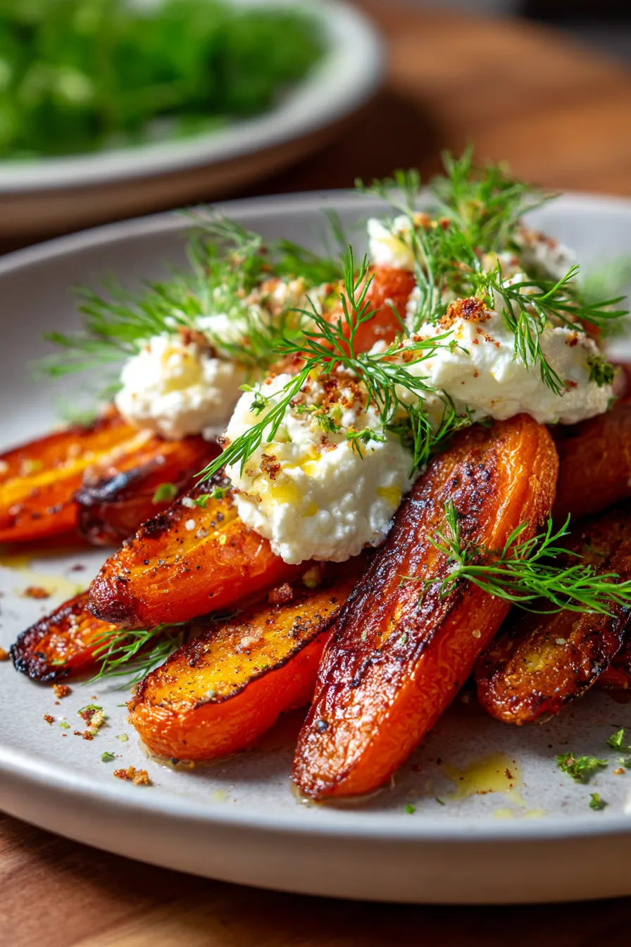 fresh dill garnish on carrots