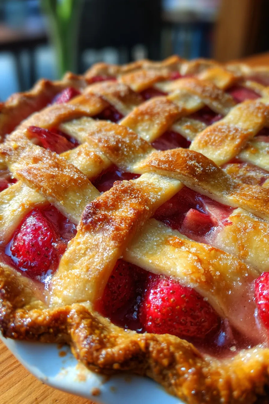 Fresh Rhubarb Pie Recipe-lattice-detail-texture