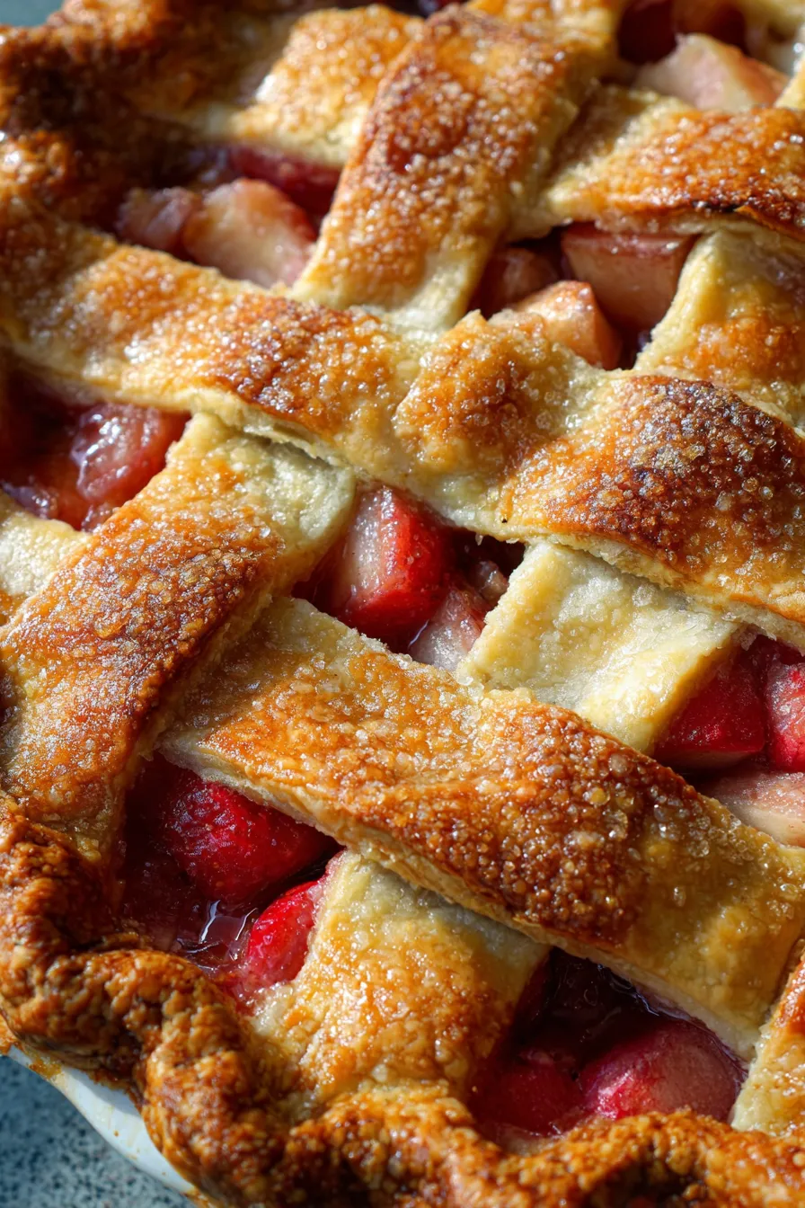Fresh Rhubarb Pie Recipe-with-icecream-serving
