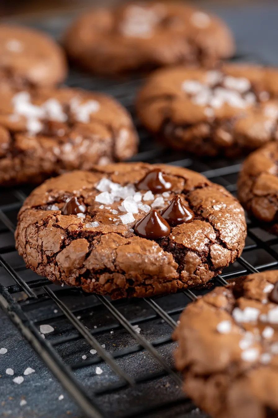 fudgy brownie cookies closeup