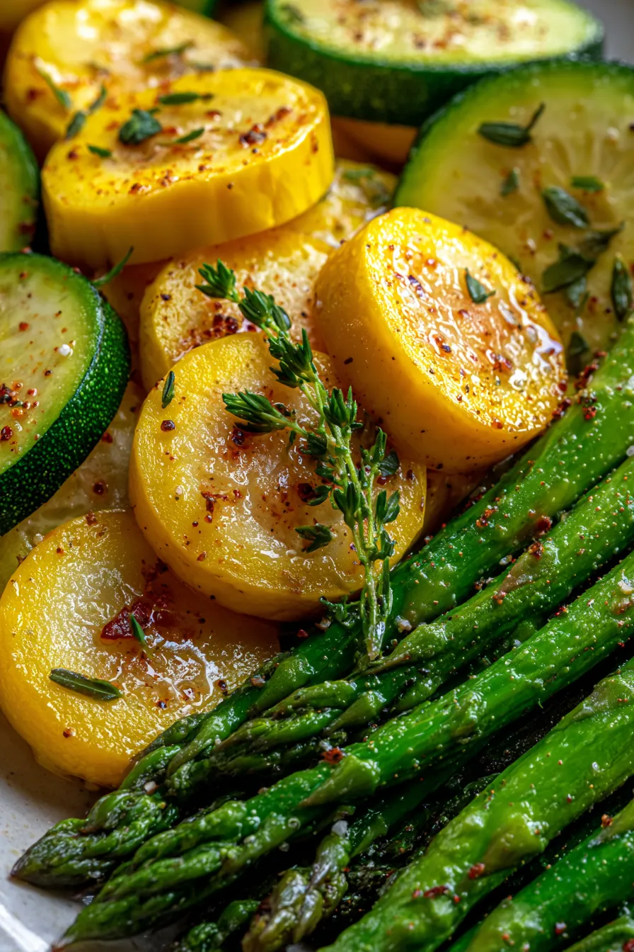 Healthy Asparagus with Zucchini and Squash-roasted-texture