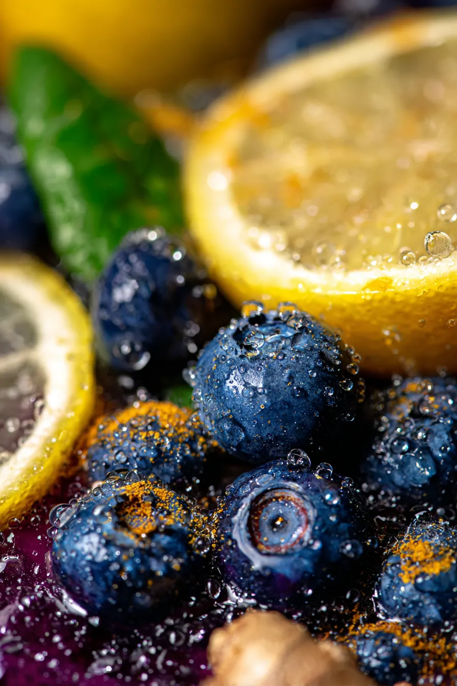 healthy fruit smoothie overhead