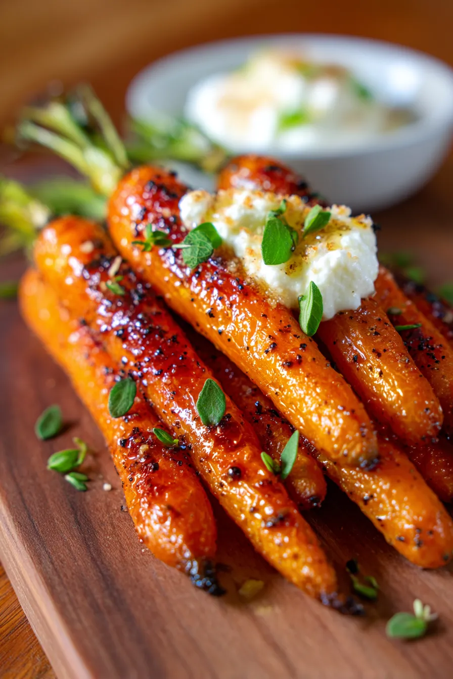 Healthy Vegetarian Recipe Honey Caramelised Carrots With Whipped Feta-serving-suggestion
