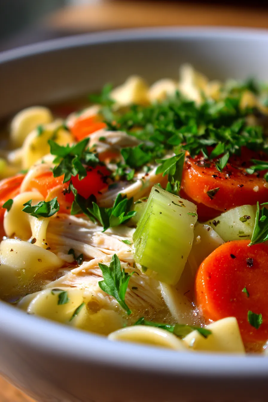 hearty slow cooker soup close up