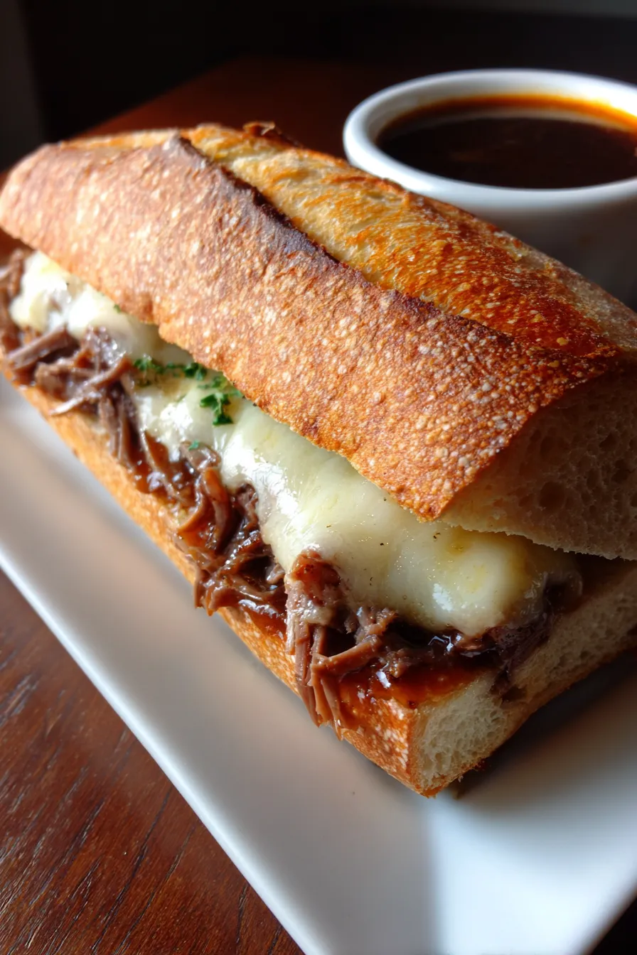 homemade french dip sandwich assembly