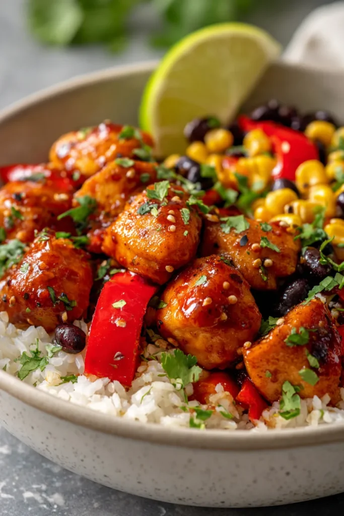 Honey BBQ Chicken Rice Bowl: Quick, Healthy & Delicious!