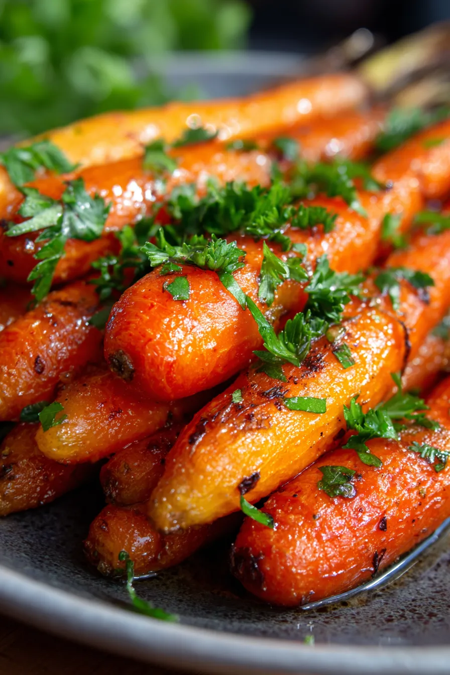 Honey Garlic Carrots-plated-close-up