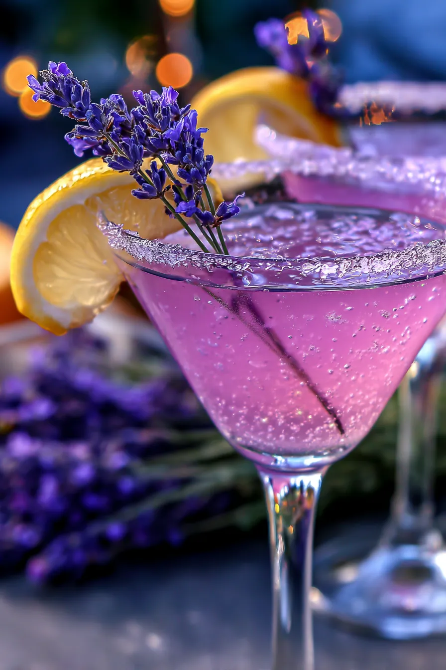 Lavender Lemon Drop Martini, ingredients, overhead shot