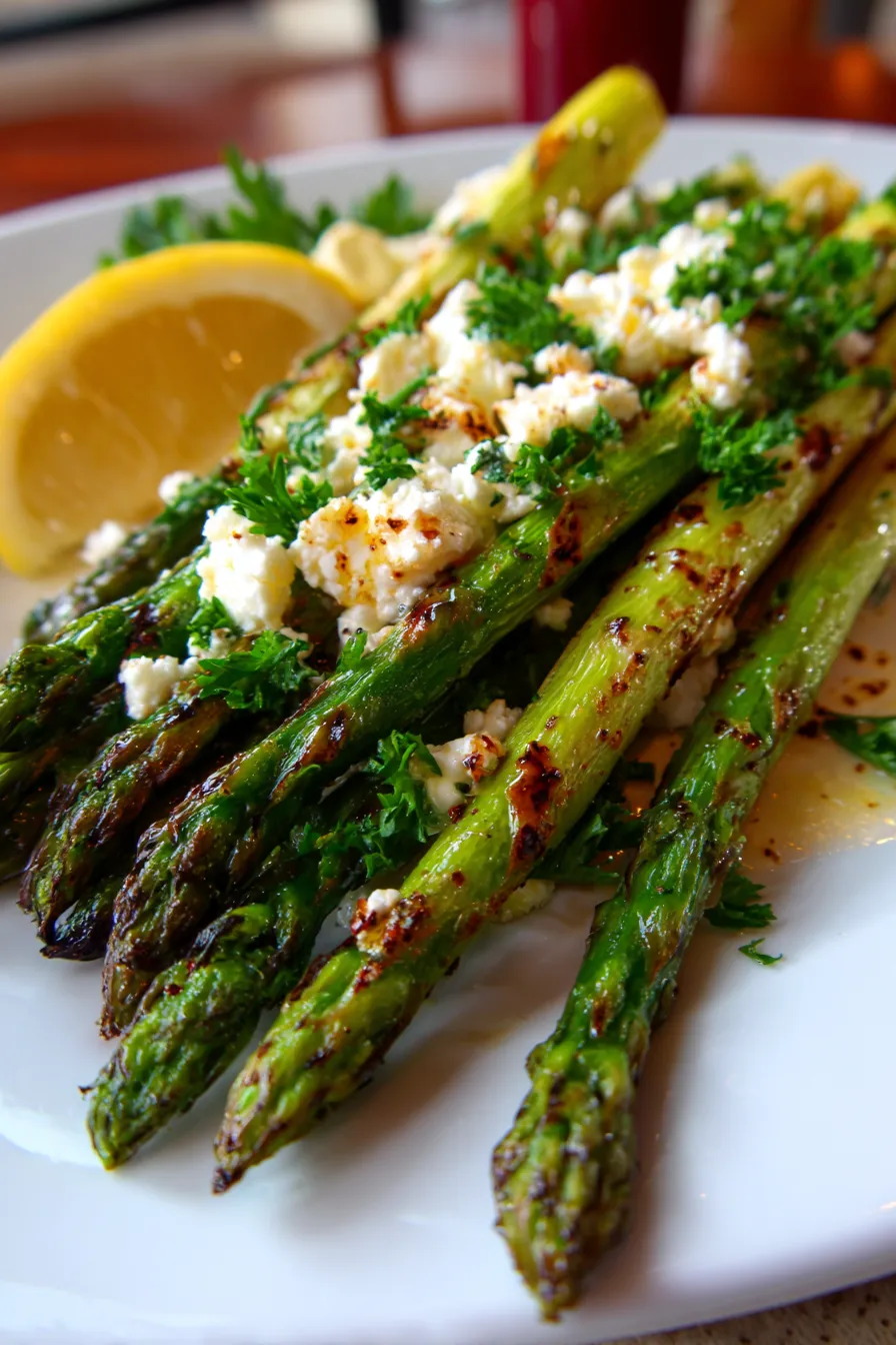 Lemon and Feta Grilled Asparagus-overhead-arrangement