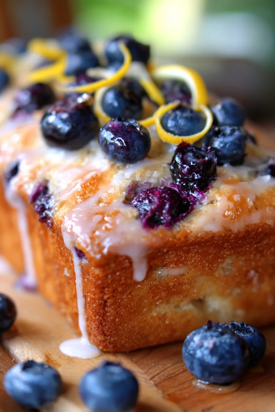 Lemon Blueberry Yogurt Loaf - slice - texture - closeup