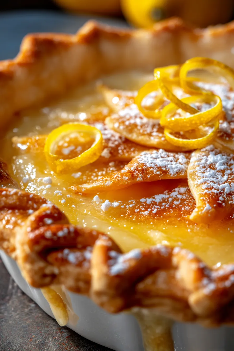 Lemon Butter Pie whole golden crust