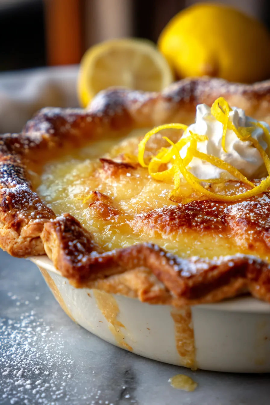 Lemon Butter Pie with fresh lemon garnish