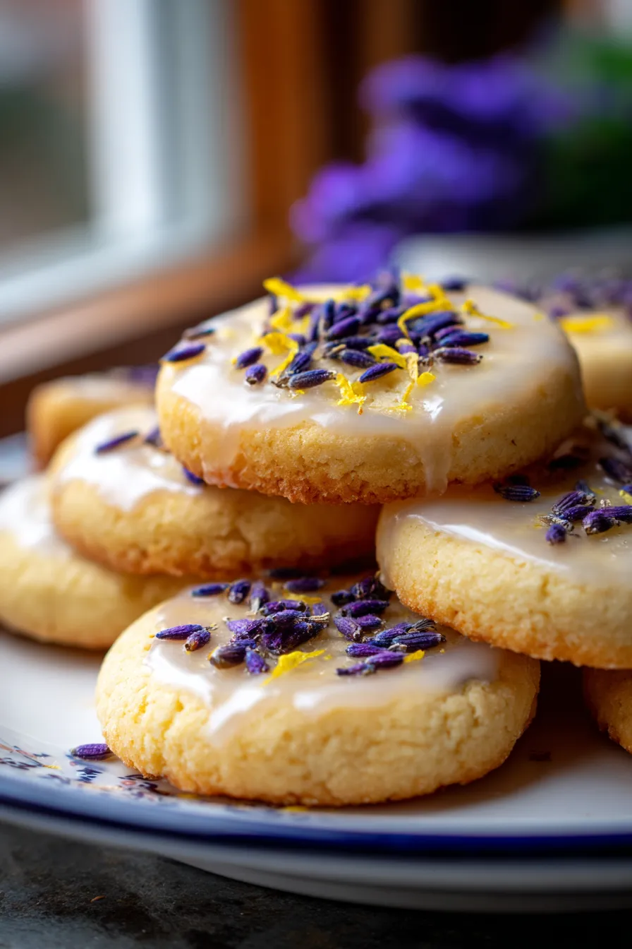 Lemon Lavender Cookies glazed stack