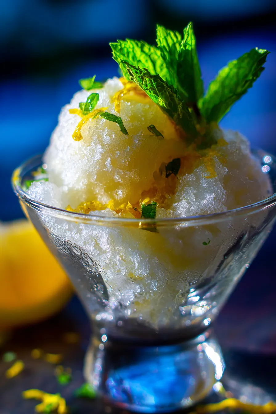 lemon sorbet-garnish-mint